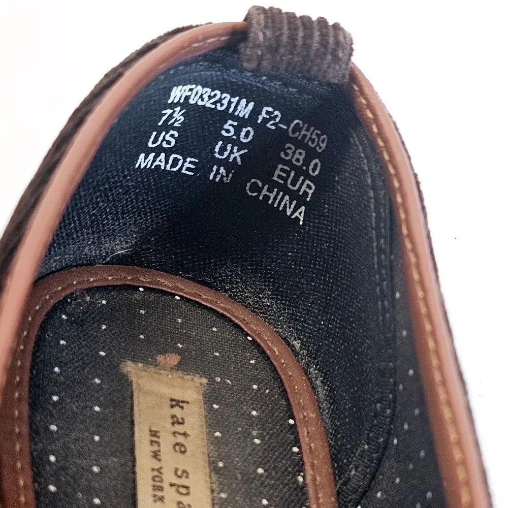 Kate Spade Slip On Sneakers Womens 7.5‎ Brown Corduroy Designer Casualwear Shoes